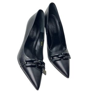 New Napoleoni Leather Sky High Pointed Toe Black Pumps Heels